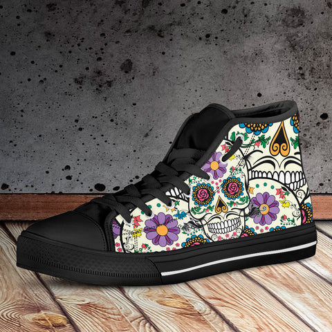 Image of Violet Sugar Skull High Tops Black