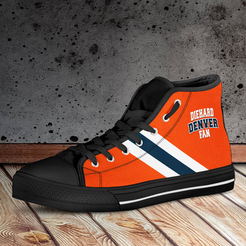 Image of Diehard Denver Fan Sports High Top Shoes Orange Black
