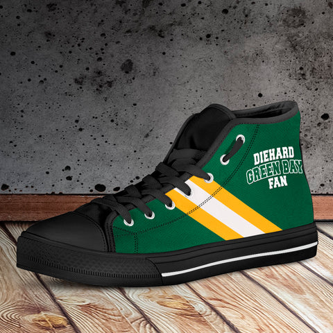 Image of Diehard Green Bay Fan Sports High Top Shoes Black
