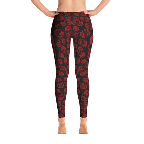 Image of Skull Leggings Red