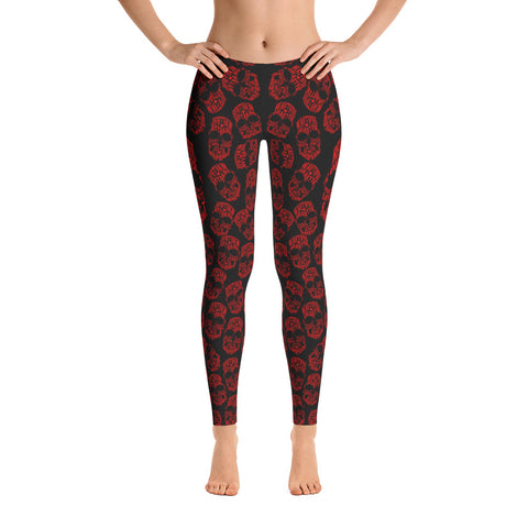 Image of Skull Leggings Red