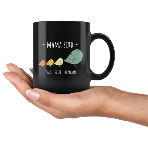 Image of Mama Bird Black Mug Paul Elise Brandon