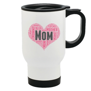 Mom Heart Metal Coffee and Tea Travel Mug
