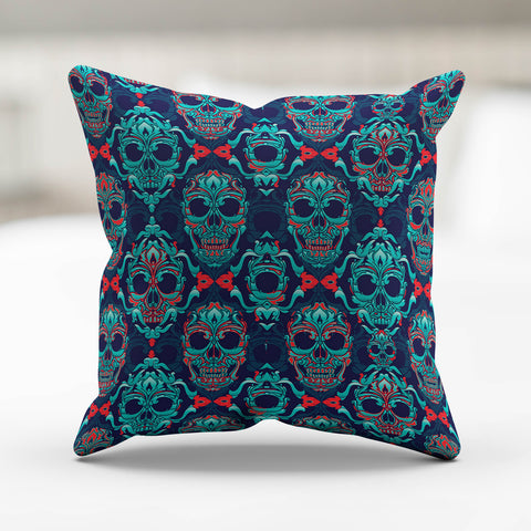 Image of Ornamental Sugar Skull Pillow Cover