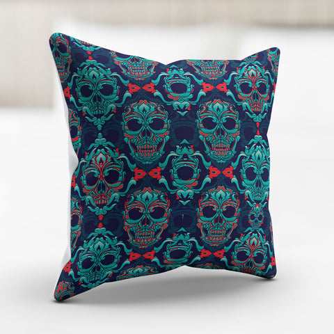 Image of Ornamental Sugar Skull Pillow Cover