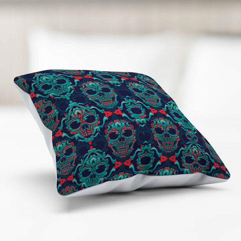 Image of Ornamental Sugar Skull Pillow Cover