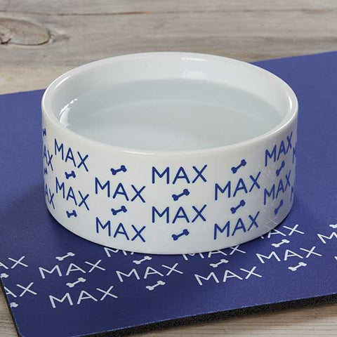 Image of Personalized Ceramic Dog Bowl Pattern Name Bones