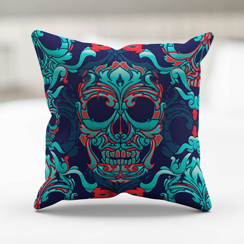 Image of Ornamental Sugar Skull Pillow Cover