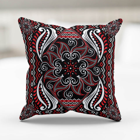 Image of Mandala Pillow Cover Black and Red