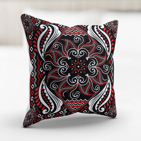 Image of Mandala Pillow Cover Black and Red