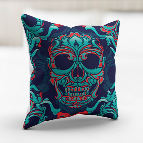 Image of Ornamental Sugar Skull Pillow Cover