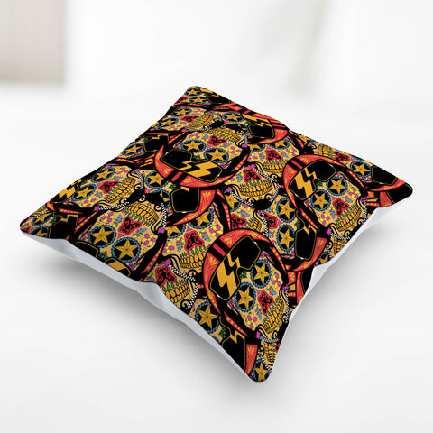 Image of Biker Sugar Skull Pillow Cover
