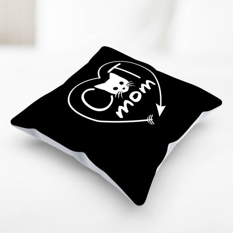 Image of Cat Mom Heart Arrow Pillow Cover
