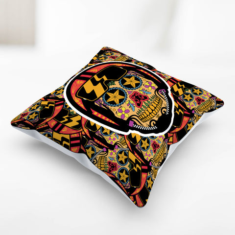 Image of Biker Sugar Skull Pillow Cover