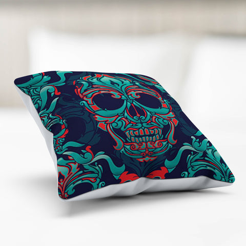 Image of Ornamental Sugar Skull Pillow Cover