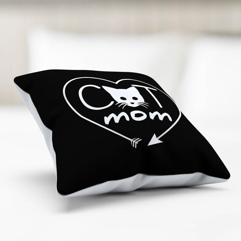Image of Cat Mom Heart Arrow Pillow Cover