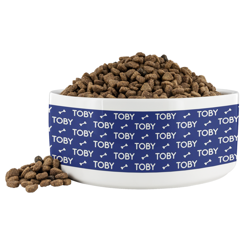 Personalized Ceramic Dog Bowl Pattern Name Bones