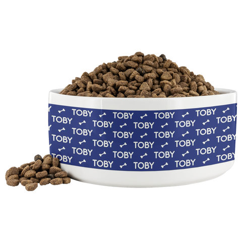 Image of Personalized Ceramic Dog Bowl Pattern Name Bones