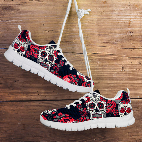 Image of Sugar Skull Red Rose Running Shoes White