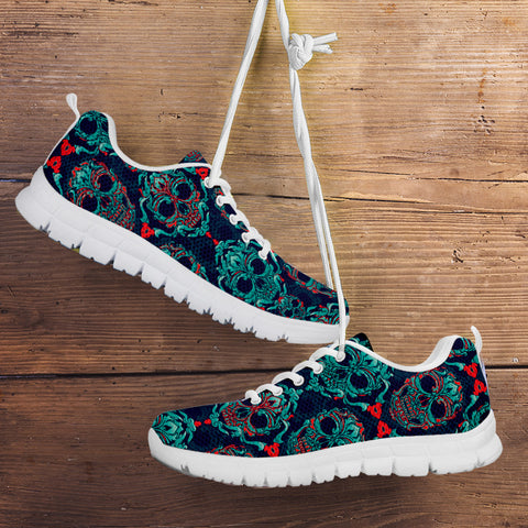 Image of Ornamental Sugar Skull Running Shoes White