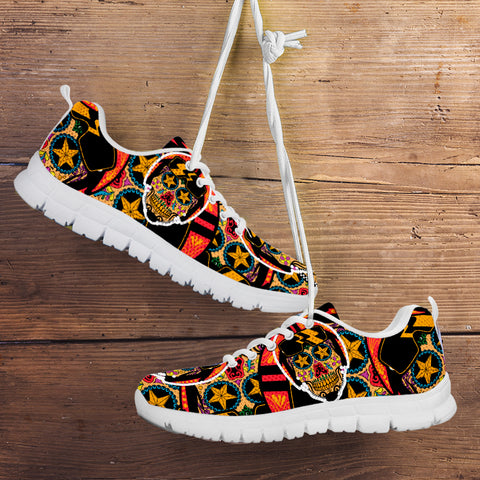 Image of Biker Sugar Skull Running Shoes White