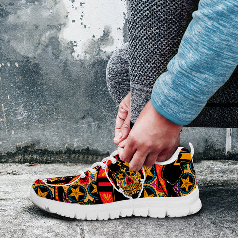 Image of Biker Sugar Skull Running Shoes White