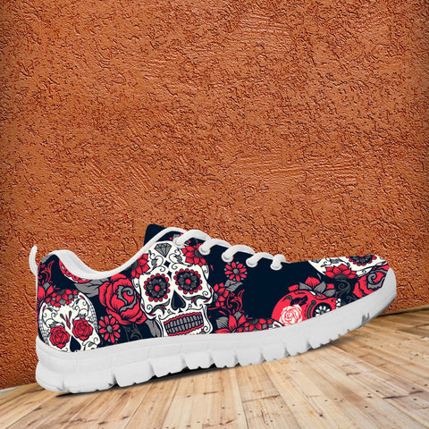 Image of Sugar Skull Red Rose Running Shoes White