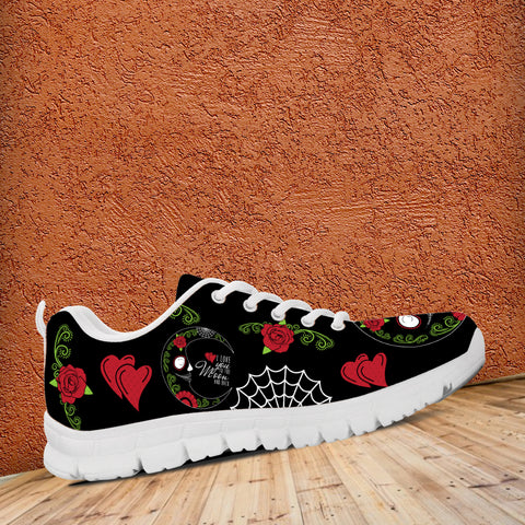 Image of Love You To The Moon Sugar Skull Running Shoes White