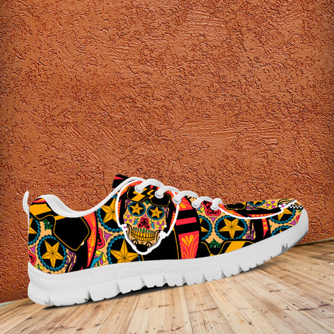 Image of Biker Sugar Skull Running Shoes White
