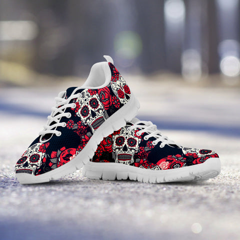 Image of Sugar Skull Red Rose Running Shoes White