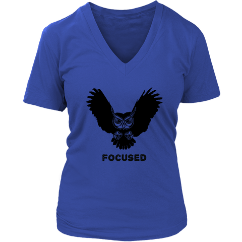 Image of Focused Owl Women's V-Neck T-Shirt
