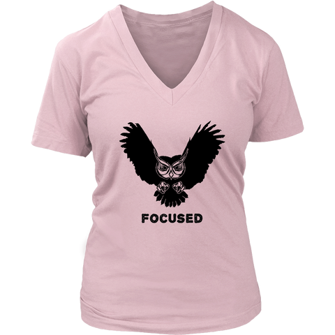 Image of Focused Owl Women's V-Neck T-Shirt