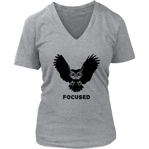 Image of Focused Owl Women's V-Neck T-Shirt