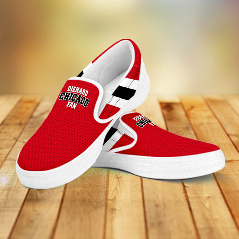 Image of Diehard Chicago Fan Sports Slip On Shoes White