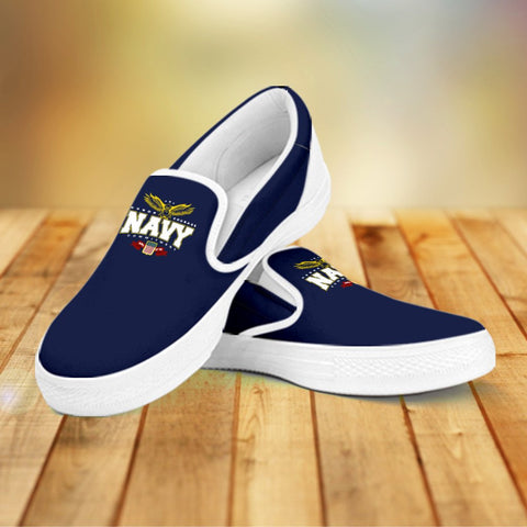 Image of Navy Slip On Shoes