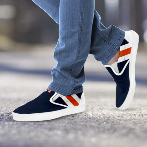 Image of Diehard Denver Fan Sports Slip On Shoes Navy White