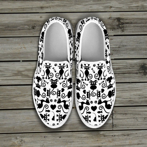 Image of Cats Slip On Shoes White