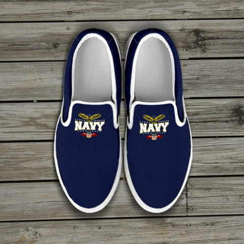 Image of Navy Slip On Shoes