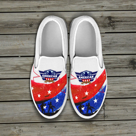 Image of American Veteran Slip On Shoes White