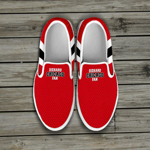 Image of Diehard Chicago Fan Sports Slip On Shoes White