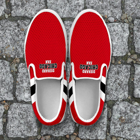 Image of Diehard Chicago Fan Sports Slip On Shoes White
