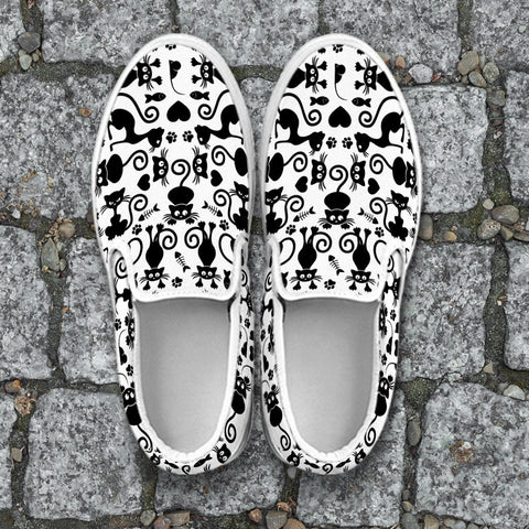 Image of Cats Slip On Shoes White