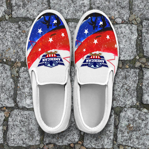 Image of American Veteran Slip On Shoes White