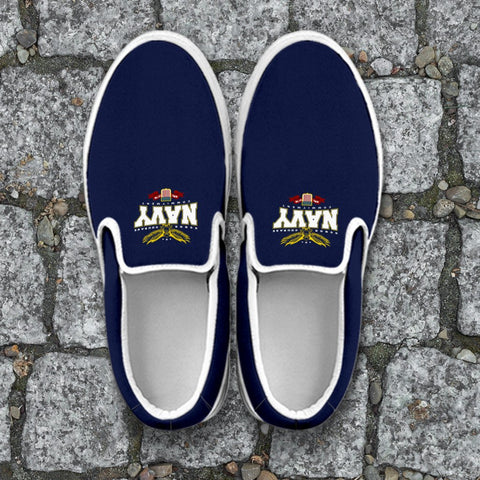 Image of Navy Slip On Shoes