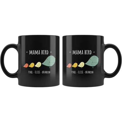 Image of Mama Bird Black Mug Paul Elise Brandon
