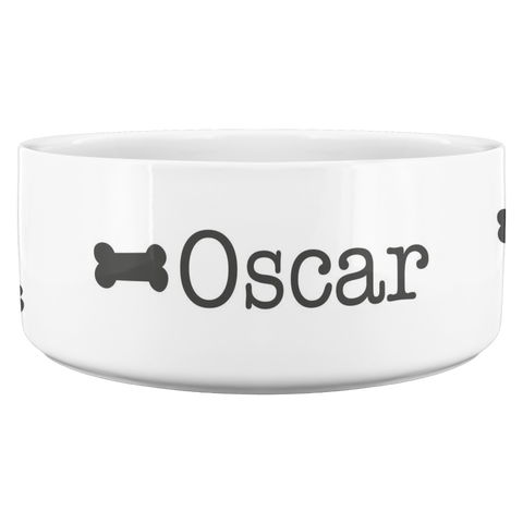 Image of Personalized Ceramic Dog Bowl Bone Dog Name