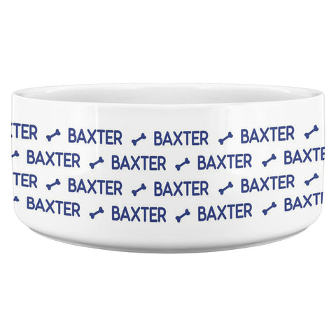 Image of Personalized Ceramic Dog Bowl Pattern Name Bones