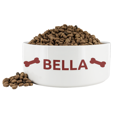 Image of Personalized Ceramic Dog Bowl Bone Dog Name