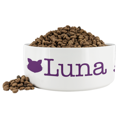 Image of Personalized Ceramic Cat Bowl Cat Name