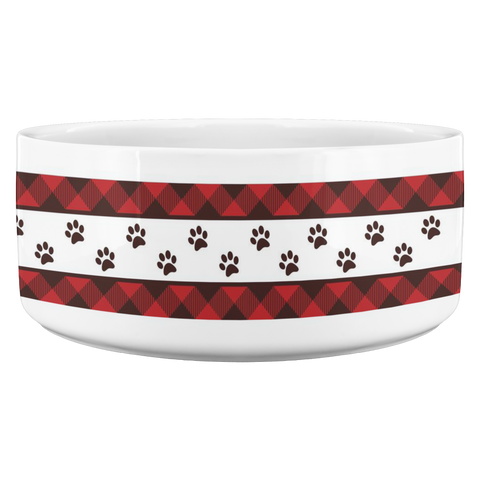 Image of Personalized Ceramic Dog Bowl Red Flannel Name